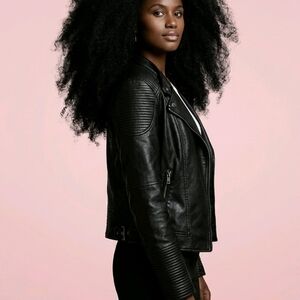 Zara Trafaluc Faux Leather Moto Jacket – Black Biker Style (Size M)